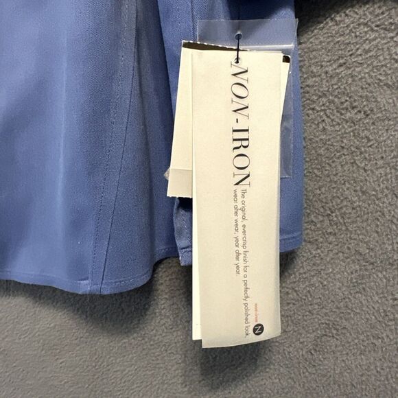 NWT Foxcroft Heritage Non-Iron Button Up Top Blouse Plus Size 22W Blue Shaped - Picture 4 of 10